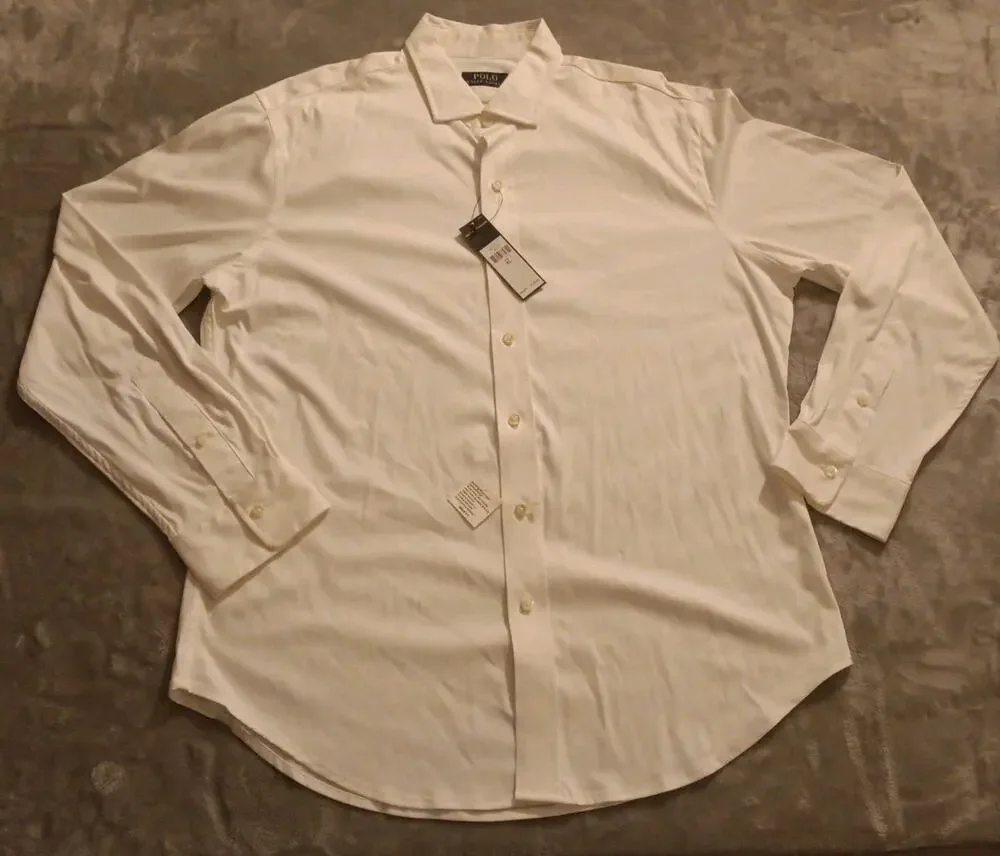 NWT Polo Ralph Lauren Watch Hill 2 White Long Sleeve Button Up Dress Shirt Mens